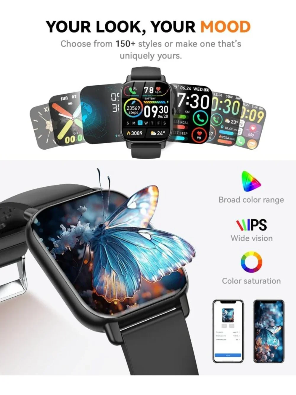 Waterproof Fitness Tracker Smart Watch for Men & Women, Activity & Sleep Monitor